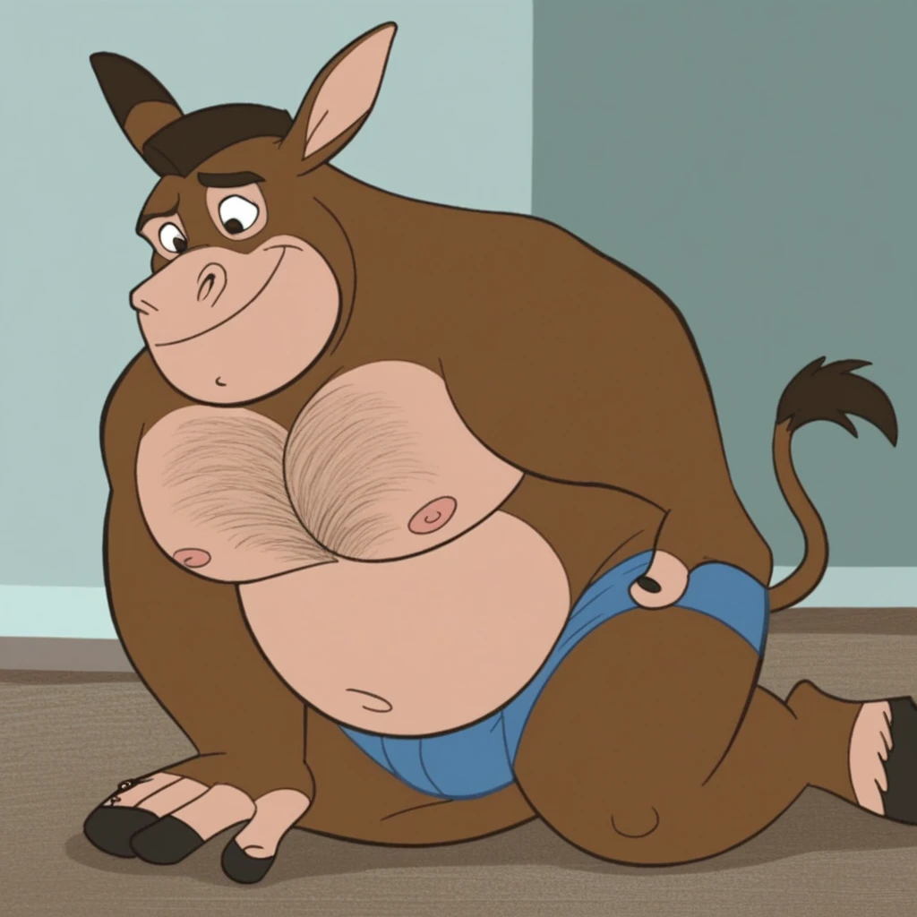 Big Daddy (SING), Only, mature male, gorilla, muscular, velludo, prominent pectorals, male nipples, slightly fat, (Soft shading), 4k, anything, Five fingers, detailed hands, ((detailed face, (detailed eyes:1.0), detailed)), (Whole body), por zackary911, by zaush, (by personals:0.5), naked, big penis, uncut penis, smiling, kneeling with his hands behind his head while having an orgasm expelling semen from his penis, background of a prison cell