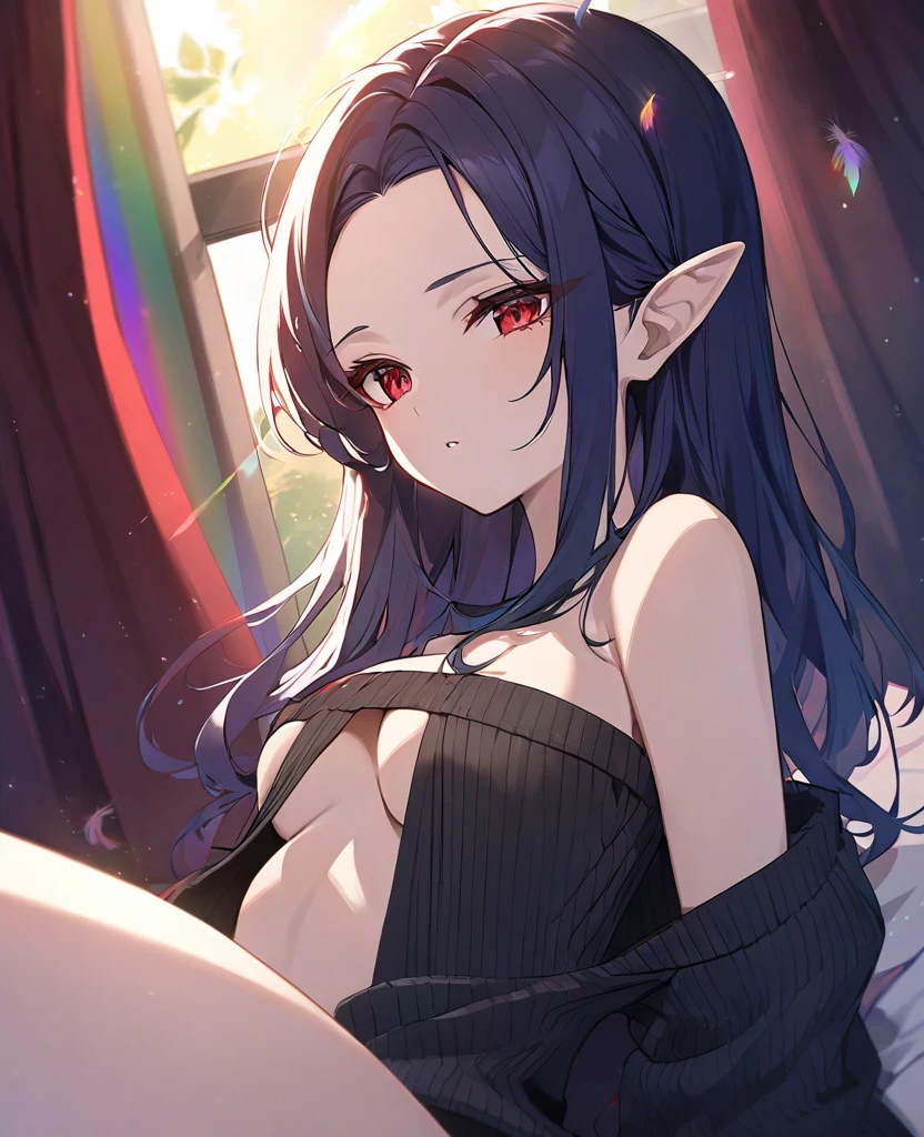 naked sexy vampire drown long hairy with a sowrd in the darkness