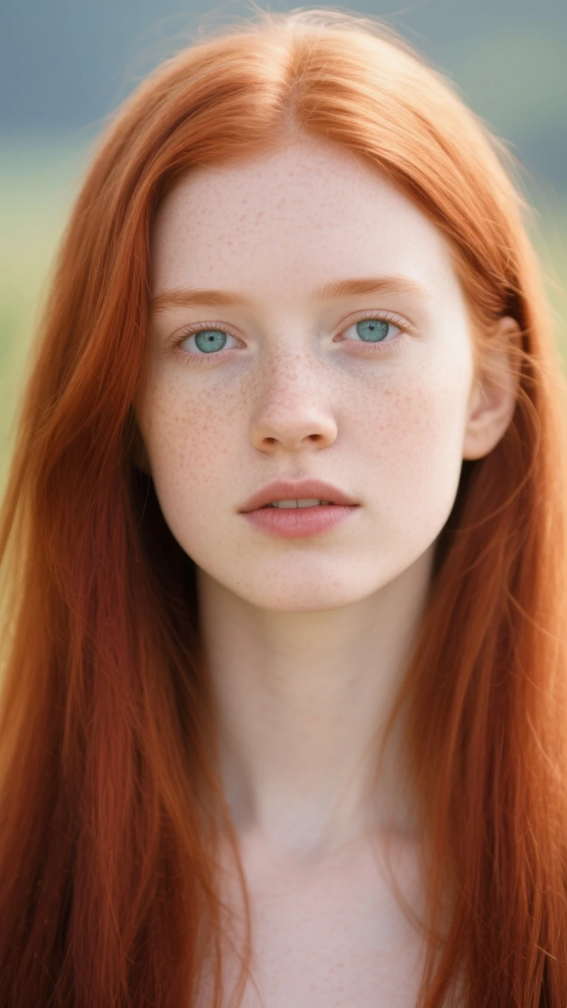 professional, masterpiece, 8k, hyperrealistic portrait of a 20yo cute ginger girl, long hair, redhead, (looking shy:1.3), freckles, detailed face, detailed skin, photography, hq, photorealistic,