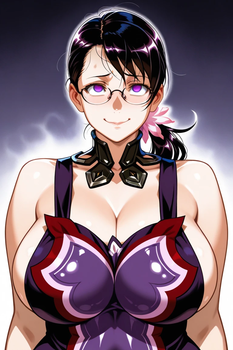 (focus on whole body), (cowboy shot), indoors, standing pose, hand grabbing breasts, (blushing face:1.4), smiling,white dress, (chinese wedding dress 0.5), cleavage cutout, clothing cutout, bare shoulders, semi-rimless eyewear, black hair, very long hair, ponytail,Bangs,purple eyes, 1 girl, 20yo,Young female,Beautiful Finger,Beautiful long legs,Beautiful body,Beautiful Nose,Beautiful character design, perfect eyes, perfect face,expressive eyes,perfect balance, (innocent_big_eyes:1.0), official art,extremely detailed CG unity 8k wallpaper, perfect lighting,Colorful, Bright_Front_face_Lighting,shiny skin, (masterpiece:1.0),(best_quality:1.0), ultra high res,4K,ultra-detailed, photography, 8K, HDR, highres, absurdres:1.2, Kodak portra 400, film grain, bokeh:1.2, lens flare, (vibrant_color:1.2),professional photograph, (Beautiful,large_Breasts:1.4), (beautiful_face:1.5)