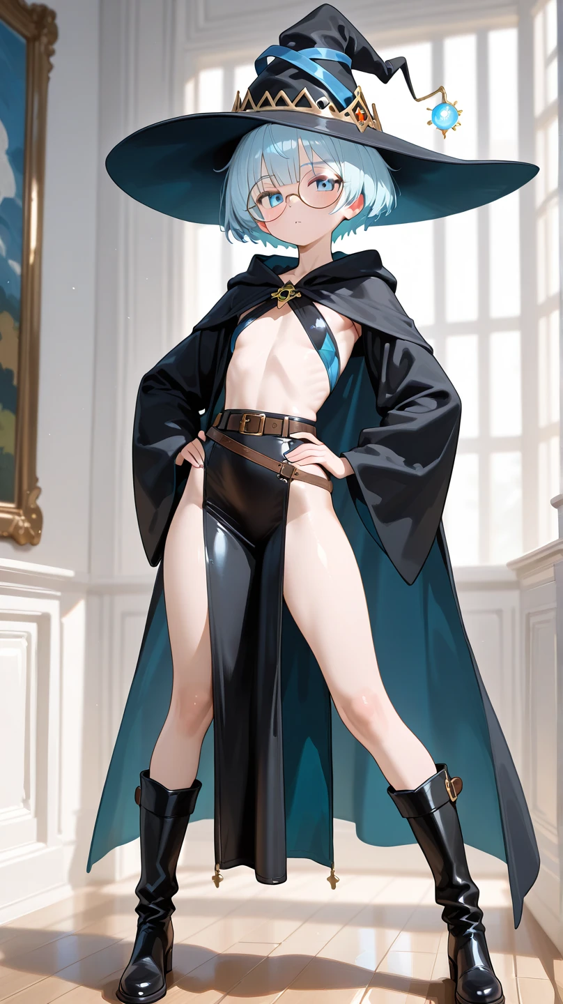 Femboy, off the sholder coat, short pants, wizard, full body, concept art