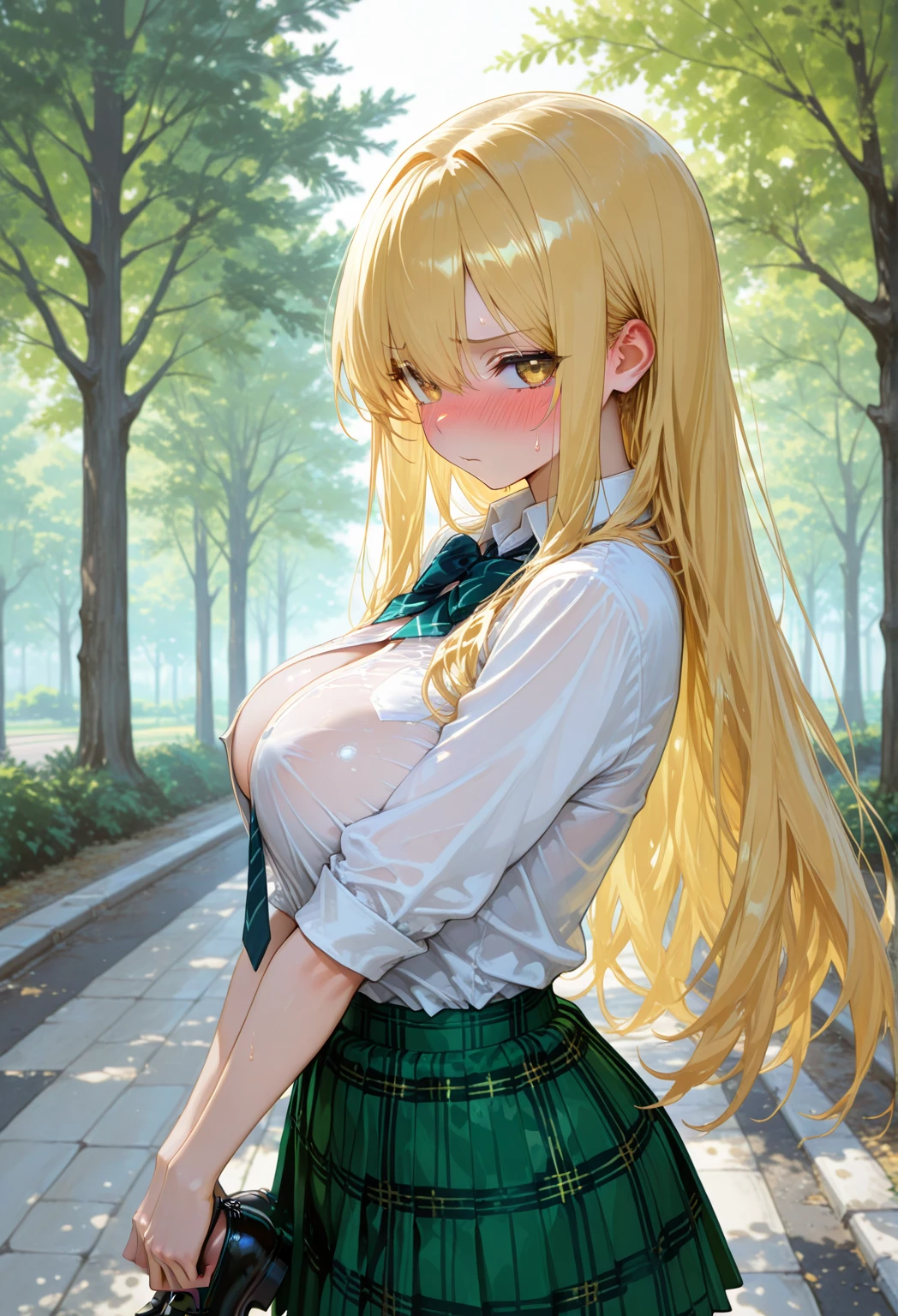 Zelda ((masterpiece)), (illustration), ((best quality)), rainbow color, high resolution illustration, Amazing, highres, intricate detail, extremely detailed CG unity 8k wallpaper ((zelda)), small breast, naked, Blonde long hair, infatuation, (green eyes), NSFW, moonlight, night, in the water, hot spring, sexy short skirt, no panties, wet clothes, transparent clothes, no bra, undressing, lifting skirt