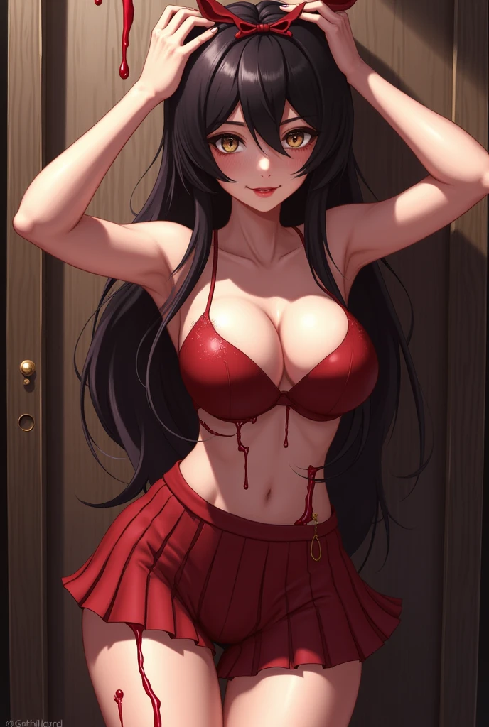Sexy adult woman,Temari,standing still,huge breast,in her new sexy ninja mini skirt,show lot her body and open chest,hentai,snfw,thick body,age30,2 piggy tales