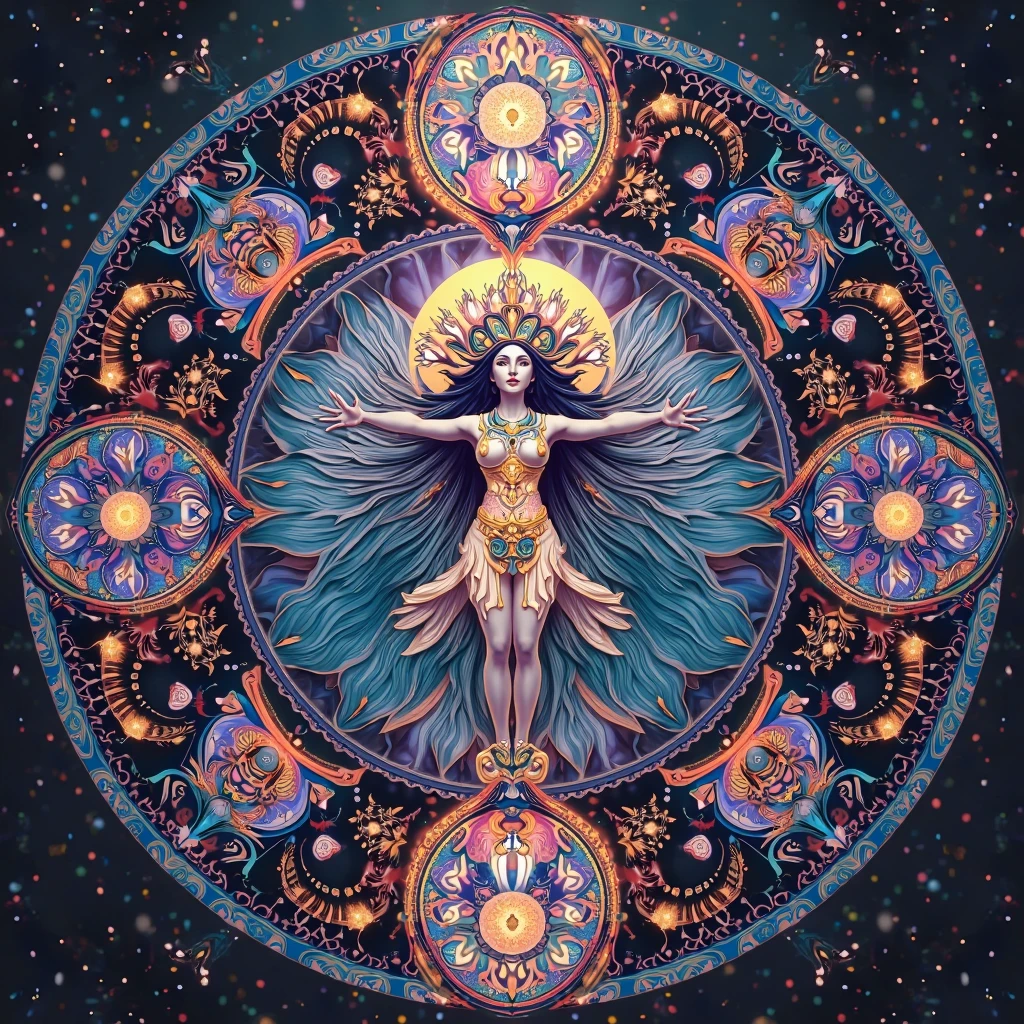 unique work of art, best quality, super fine, 16k, incredibly absurdres, extremely detailed, delicate, flashy and dynamic depiction, moment of emergence, crouching back of a beautiful woman in jet black, dazzling flash of iridescent light shining through a cracked gap, when the flowers bloom beautifully, background neon lights and an artistic space