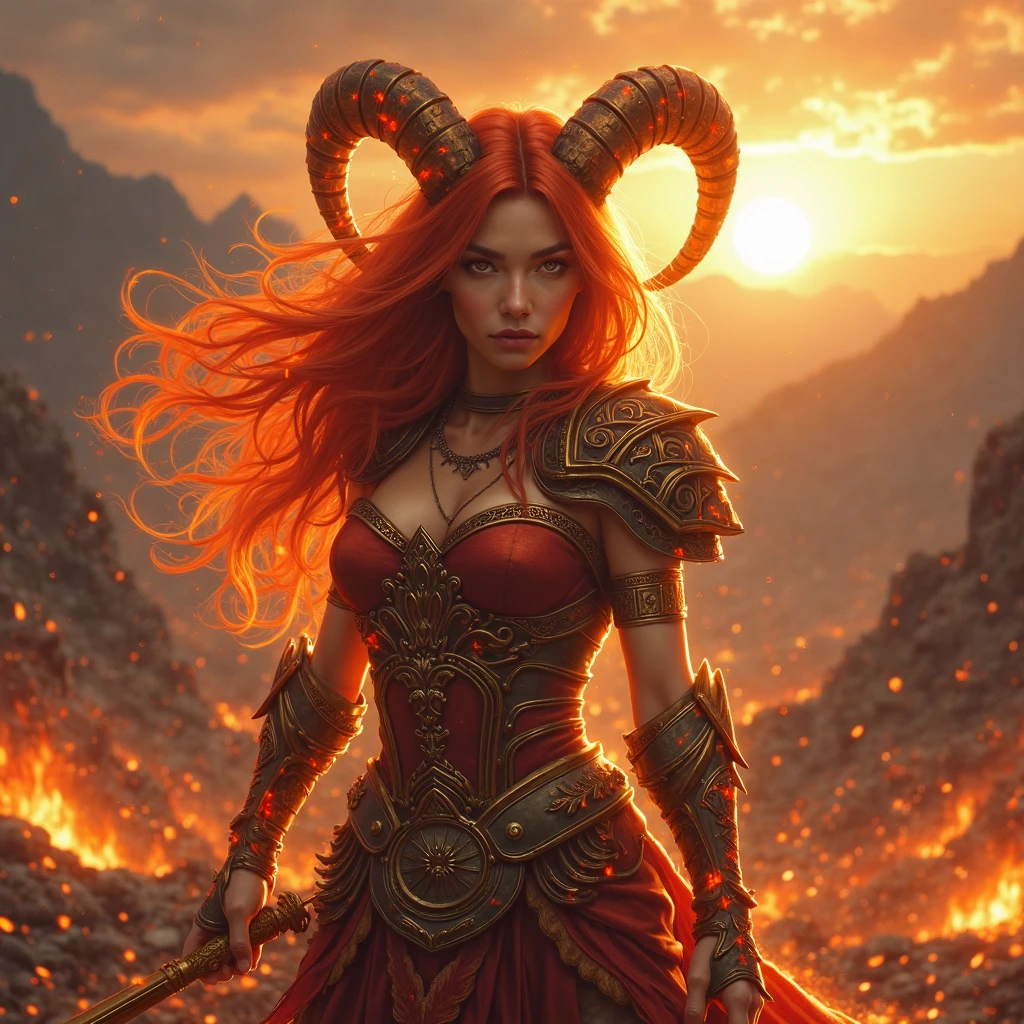 Beautiful mature female demon, horns, tail, cruel smile, red skin, sexy fetish armor, menacing gaze, red eyes, wreathed in fire, (fiery eyes:1.2), temptation, taking your soul, hellscape background, tortured souls, hordes of hell in the distance, (masterpiece), (photorealistic:1.4), RAW photo, best quality, high res, rich colors, backlight, bright sunlight, cinematic lighting, film grain, raw photo, 50mm lens, Nikon D850, warm colors