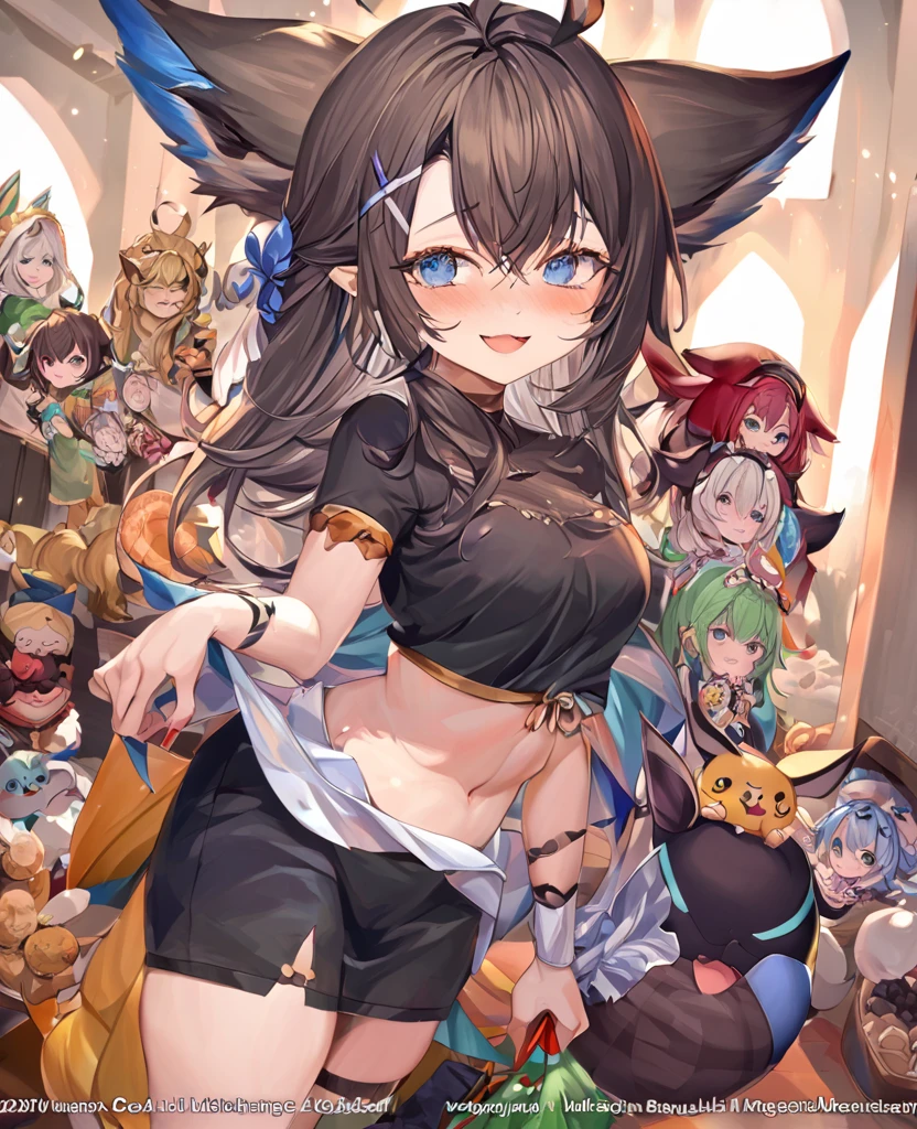 top quality, best quality, High-quality illustrations, masterpiece, super high resolution, detailed background, detailed background, Belly dancer, Raqs Sharqi, stage, Spotlight, group shot:0.2, 6+boys, 6+girls, Happy, joyful, absurdres(highly detailed beautiful face and eyes)perfect anatomy(kemono, furry anthro)selfie:0.1,