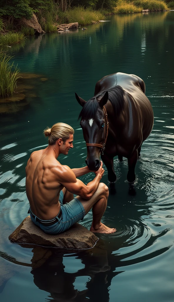 male furry horse with horse penis, full body, fucking (Nami (((human))) on a deserted beach