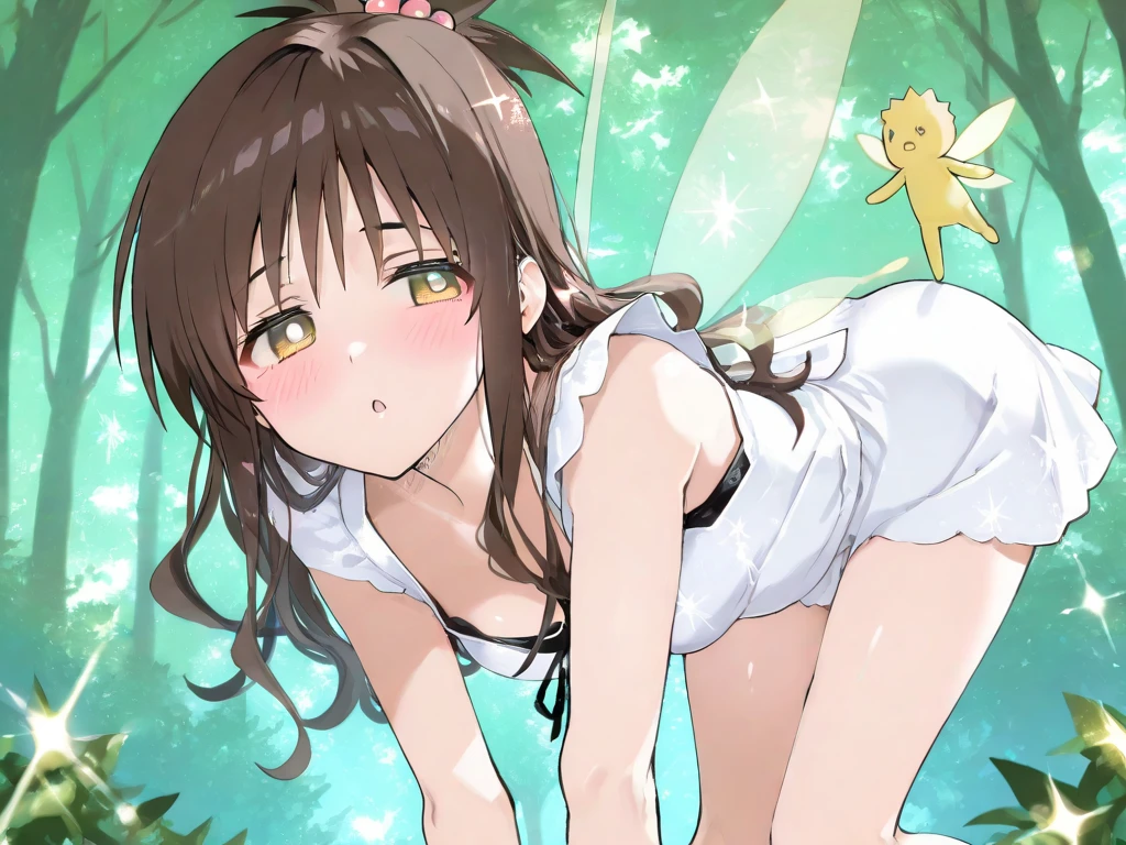NSFW, (masterpiece, top quality, best quality, highly detailed:1.6), anatomically correct, (full body), wide shot, long shot, (Knee rubbing:3), (leaning forward, Hold the crotch area over the clothes:2.5), (standing:2), (((clutching crotch))), (woman flying in the forest, outdoor), (Fairy, Maxi Length, Extremely wet with pee:2.5),strong facial expression, (sharp eye:1.2), (scowl:1.1), (embarrassed,blush:2.3), (steam:2.9), (Wet:1.1), (sweat:1.1), (trembling:1.3), (open mouth, wavy mouth:1.7), (clenched teeth:0.3), (Drooling from the mouth:2.7), (half open eyes:2.5), (Close one eye, Winking:3), (tears:3), (feeling weak:1.5), (bravery crying, sobbing:1.5), (shoot from front:1.2), (high-heels:2), (long hair, Dark Brown hair, ponytail:1.5), (woman trembling with sexual climax:1.5), colorful, perfect composition, (Touching the crotch:1.7), urination, incontinence, piss, peeing self, A lot of pee, (((pee stream))), (pee puddle), Wetting herself, peeing, blush, trembling, embarrassed, large breasts, Yellow pee, ((leaking pee)), Shaking one's shoulders, Breaking a sweat on forehead, Pee spread on the floor, (Pee stains), Full bladder, ((Pee-soaked dress)), natural makeup,Pee dripping from dress,((dress with big urine stains)),(Widespread urine stains,dress covered in urine),(dress is almost wet with urine),