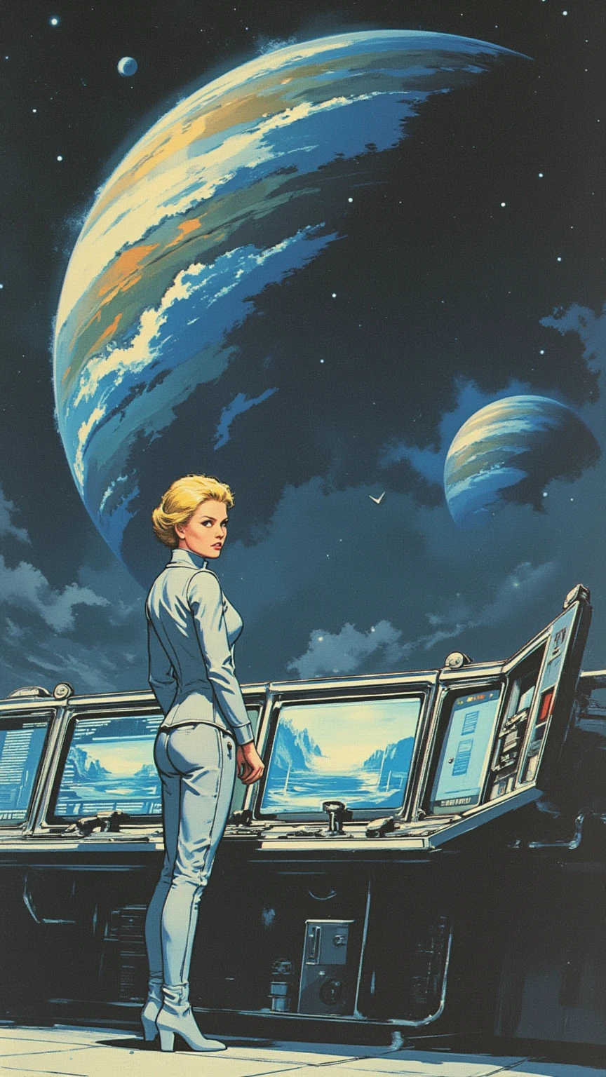 (masterpiece:1.2),(Random two-tone vector art:1.3),Jody Berghsma style,(Vector Flat:1.2),(Sci-fi movie posters:1.6),Sexy Woman,Space Body Suit,star trek style,Milky Way,planet,Spaceship,adventure