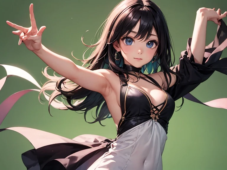 masterpiece, best quality, highres, aawendy, long hair, twintails, hair ornament, bare shoulders, green dress, sleeveless dress, armlet, bracelet, outdoors, standing, cowboy shot, smile, (black bunny suit, black bunny ears, pantyhose:1.2), (best quality, 4k, 8k, highres, masterpiece:1.2), ultra-detailed, (realistic, photorealistic, photo-realistic:1.37), HDR, UHD, studio lighting, ultra-fine painting, sharp focus, physically-based rendering, extreme detail description, professional, vivid colors, bokeh, portraits, (mysterious, dark:0.9) background, (soft, gentle:1.1) lighting
