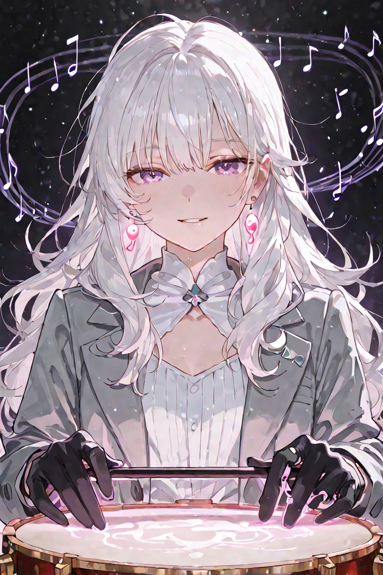 ,twin,white hair,,adult,white hair,straight hair,light pink eyes,cat girl,Big breasts,White cat ears,open mouth,Smile