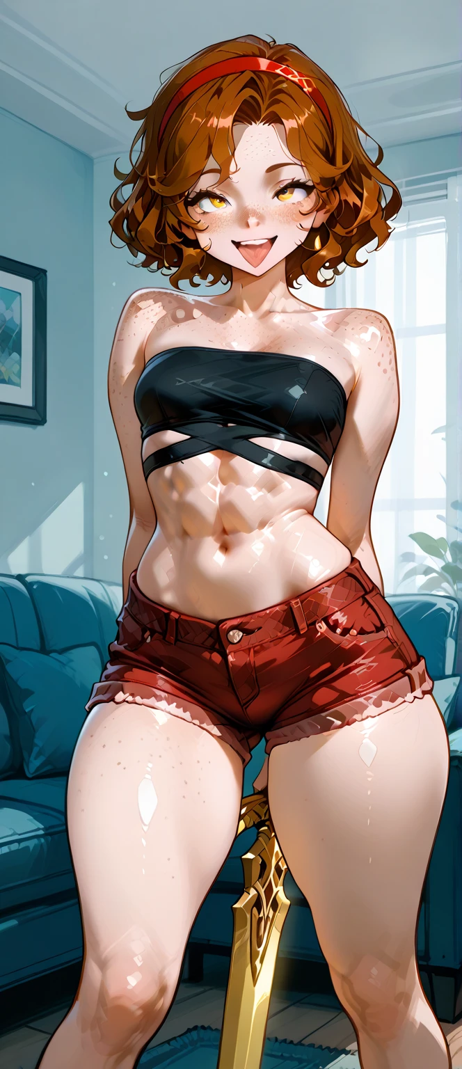 Anime - Stylish woman with black leather shorts and black bra top, photorealistic perfect body, realistic bikini, Shiny wet skin!!, 2 b, photorealistic anime girl rendering, 2b, sweaty abs, the cute sexy ass, realistic shadow perfect body, Wet shiny skin