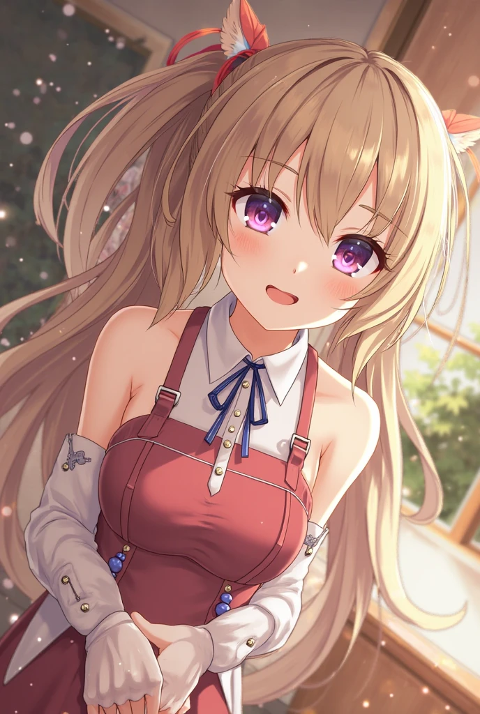 (masterpiece, highest quality, High resolution), 1 girl, alone, Oversized fox tail,long brown hair,green eyes,small flower headdress, (, junior high school student),modern architecture,(blush:1.3),showing , , pink ,appear ,wet body , mature woman, upper body close-up,open your mouth_white discharge, unidentified pus,