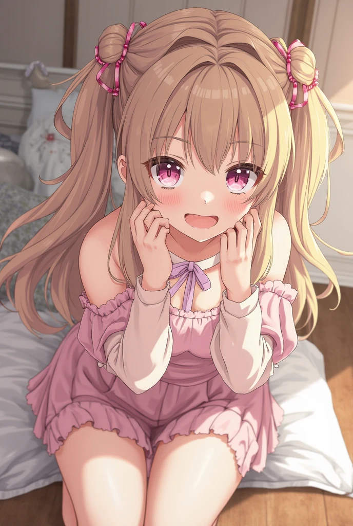 Himari Meimei, masterpiece, Voluptuous thighs, 8-year-old, , petit body, gigantic breasts, {1 Girl}, Cute shy smile, Highly detailed glowing purple eyes, {{{Completely naked}}}, Browsing Caution, nsfw, Spread your legs wide, Cum in pussy, Pussy juice, partially undressing black dress, Fine light pink nipples, In a luxury resort hotel bed, no panties, 困り眉, open legs, focusing vagina, legs up, skirt lift, exposing breasts, exposing Detailed childish pink vagina