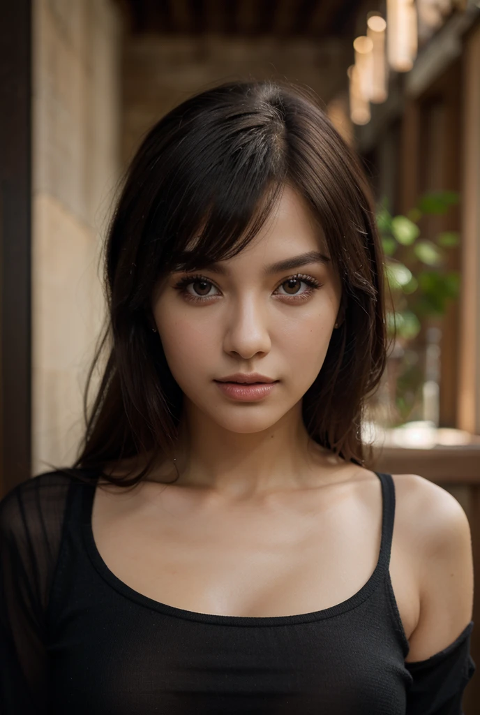 closeup cleavage，photography of，k hd，Cute gamer girl，looks into camera， shy，Dark background，soft warm light，deep shading，Expensive cameras，Portrait film，winning artwork，tmasterpiece, half japanese half caucasian mix