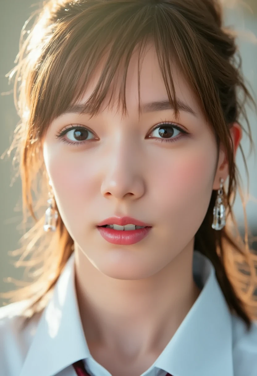 1 Girl,Beautifully detailed face:1.3、)Close-up of face:1.6)、((The whole face fits in the frame:1.7))、((She wears a big red ribbon in her hair like a French doll.:1.6))、 ((very small flat chest:1.7))、(Sheer strapless camisole:1.7), ((Facing forward:1.6))、Pink Eyeshadow:1.6、((Looking into the camera:1.3))、Very beautiful Japanese idol portraits,
(RAW Photos, Highest quality), (Realistic, Realistic:1.4), (masterpiece),
Very delicate and beautiful, Very detailed, 2k wallpaper, wonderful, finely, Very detailed CG Unity 8K 壁紙, Very detailed, High resolution, Soft Light,
Beautiful detailed girl, Very detailed目と顔, Beautiful and sophisticated nose, Big beautiful eyes, Cinema Lighting,
(Simple and solid background:1.3),
(Blonde medium hair:1.5), (Parted bangs),
Complete Anatomy, Slender body,Very small breasts, Sensual look