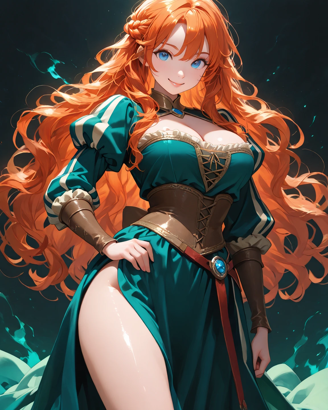 (Masterpiece, Top Quality, Best Quality, Official Art, Beauty and Aesthetics: 1.2), (Merida, Brave, Love, Sexy), Extremely Detailed, (Fractal Art: 1.3), Colorful, Most Detailed