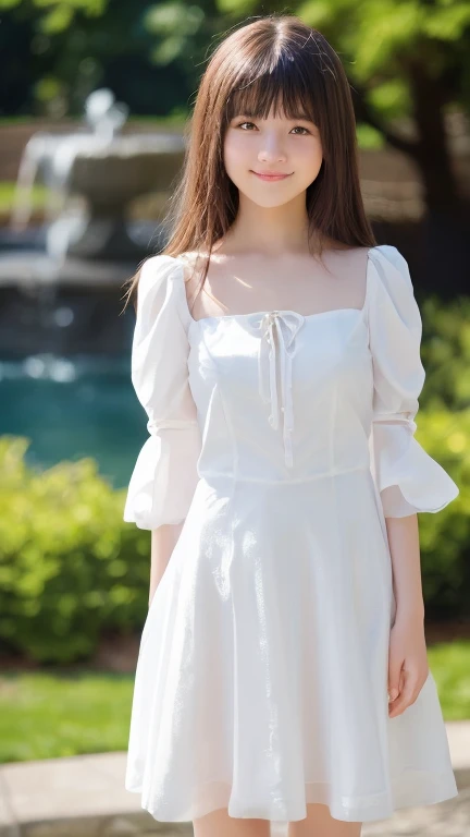 Send it,One girl,alone, (White lace dress:1.2),loose fitting dress (sun visor hat:1.2), Sunflower field, Under the sunlight, A light smile,View Viewer, Wind, dynamic, Strong light and shadow,dynamic pose,
