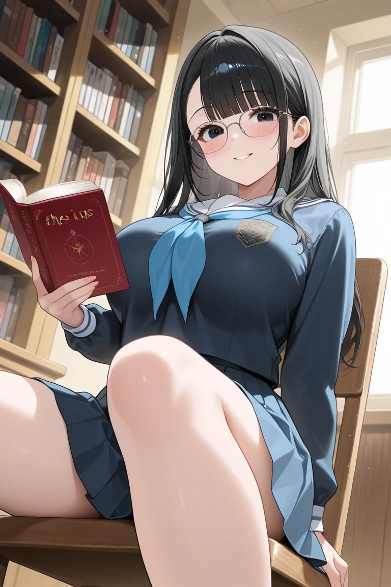 18 years old,nsfw,woman, schoolgirl, library, shy, excited, confused, flushed face, squatting, front view, bob, brown hair, brown eyes, eyes closed, pale skin, fair skin, , short, skinny, 1girl, (solo), sitting on floor, m legs, from front, (masterpiece:1.2),(light blue Lace panties:1.5),panty shot,
beautiful ass, voluptuous, school uniform, japanese, young adult, ager, cute face, japanese idol, baby face, blush, knee socks, thighhighs, inside, in the library, with a bookshelf, with a book, at dusk, in the evening, brown background, from front, full body shot, masterpiece, best quality, high quality, detailed, ultra detailed, beautiful, exquisite, hyper detailed, insanely detailed, 8K, highres
