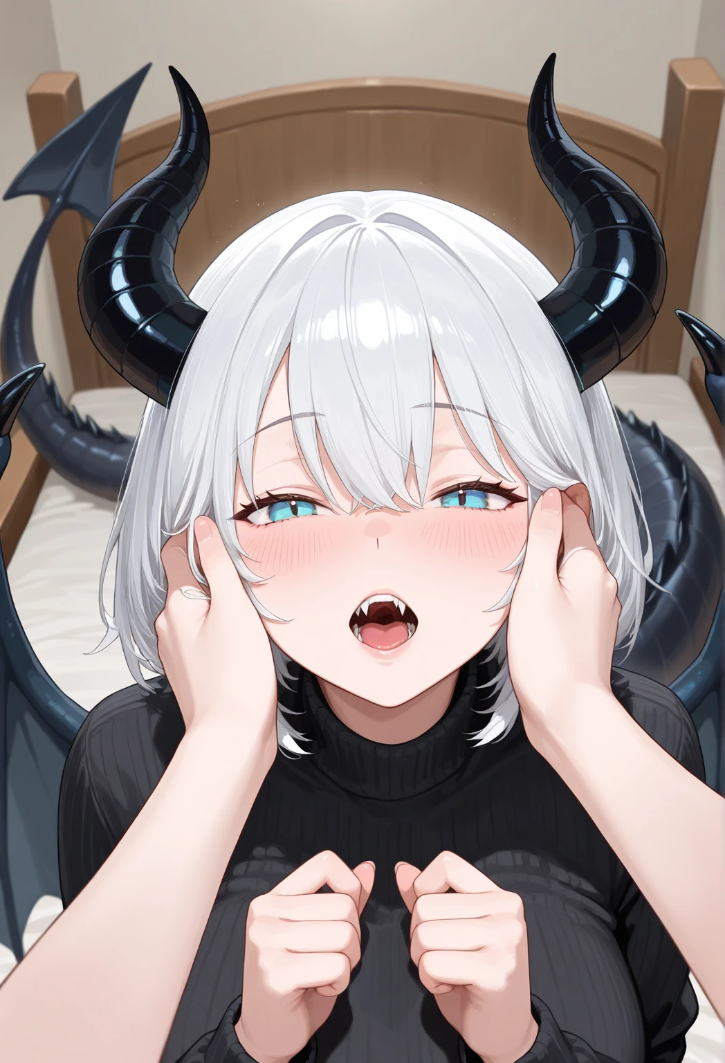 nsfw,Highest quality,so beautiful,8K,Highest quality,masterpiece,Highest quality,nude,Flat Chest,Sunburn,{{{{{Vulgarity}}}}},ahegao,Ohogao,Blushing,Ecstasy face,Climax,fucked silly,com in mouth,fellatio,{{bedroom}},vapour,wet,saliva trail,kiss,1girl,1boy,penis,pov,{{{{uncensored}}}}