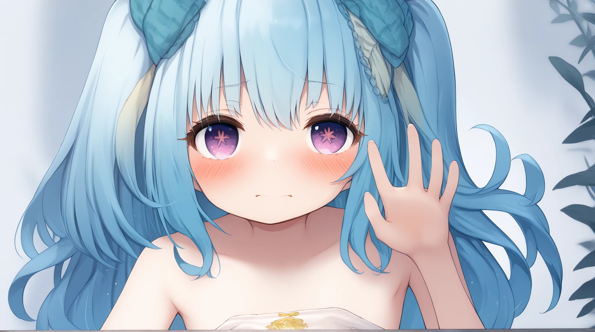 source_anime, score_9, score_8_up, score_7_up, highly detailed, BREAK (pose) , cute girl ,lop rabbit ears,medium hair,blue cute girl ,lop rabbit ears,blue hair,ahoge ,straight_hair ,crossed_bangs,(jitome),blue eyes ,(cat mouth ), small breasts, (nude),((nsfw)),[[nipples]],[[pussy]], ,knee shot, fantasy,white background,simple background,blue hair ribbon,toddler,young,teenage,chibi,vaginal,sex,cum in pussy,short limbs,1girl,1boy