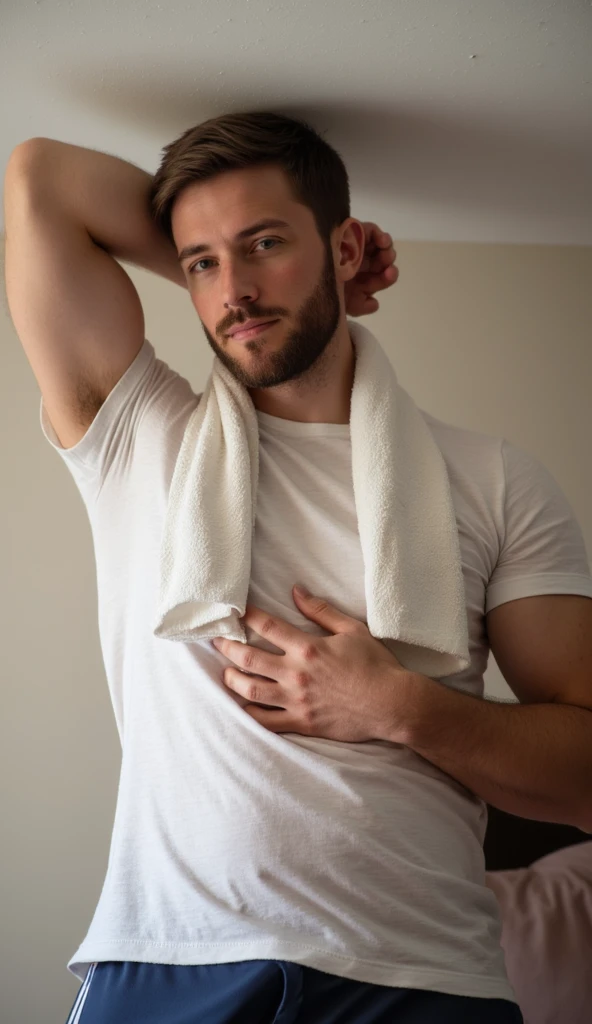 <lora:epiNoiseoffset_v2:1.4><lora:cumrag:1.0> <lora:shirtsqueeze_sd15:0.8> (cumrag shirt:1.3) Irish age 18 (man:1.3) wearing a (white tank top:1.2) wife beater shirt, ribbed cotton, hairy chest, red soft natural light, (wet:1.2) cum stains, dirty, (sweaty:0.2), (crusty:0.5) (yellowish:0.7) (whitish:1.3) (dry stains:0.6), goo, stinky, gross, sticky, nasty, shirtsqueeze, natural lighting, 4k uhd, dslr, soft lighting, high quality, Fujifilm XT3