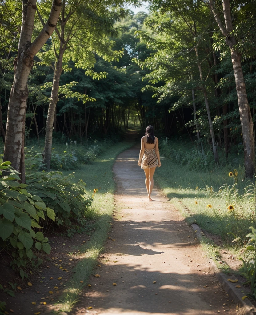   Beautiful Naked slave girl runs through the forest, confused and depressed, very thin and scared