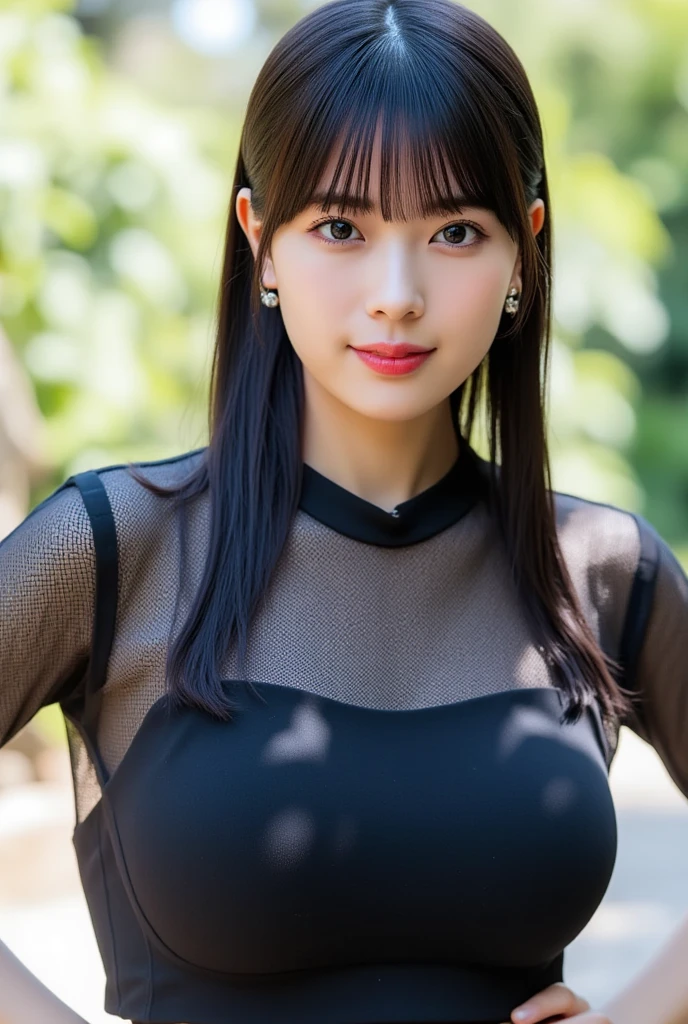 (ultra realistic) , (illustration), (increase resolution), (8K), (extremely detailed), (best illustration), (beautiful detailed eyes), (best quality), (ultra-detailed), (masterpiece), (wallpaper), (detailed face), solo,1 girl, looking at viewers, black straight hair, delicate details, in the dark, deep shadow, low key, pureerosfaceace_v1, happy smile, summer dress, full body, meadow
