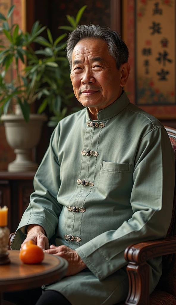 The Arafed man sat at the table,holding a book in his hands, song nan li, inspired by Li Shixing, qi sheng luo, he is about 8 0 years old, lin hsiang, inspired by Zhang Shunzi, inspired by Li Shan, zhang daqian, author li zhang, an 80 year old man