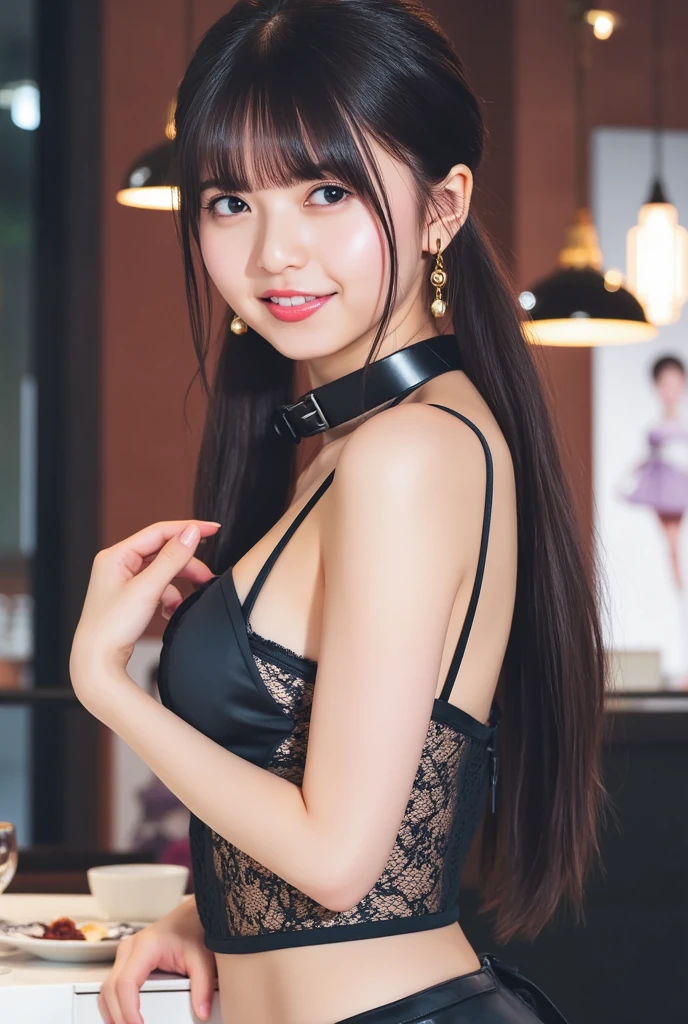 twjihyo, showing off her big ass cheeks wearing a leather Dominatrix outfit, ass focus ((masterpiece, best quality)), dark eye-shadow makeup around her eyes, dark mascara, thicc body, wide hips, big butt cheeks, large natural hanging breasts, intricate details, high quality, (photorealistic), (rich:1.4), ultra realistic 8k cg, picture-perfect face, flawless, clean, masterpiece, professional artwork, famous artwork, cinematic lighting, cinematic bloom, perfect face, beautiful face, beautiful eyes, 1girl, jihyo from twice, short dark hair, jihyo, kpop idol, posing erotically in an elegant bedroom