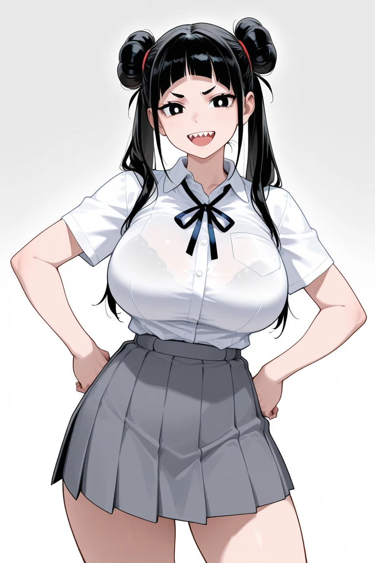 My name is Yukiko.I am a white test woman with long black hair,pink eye color.I am 1.62 cm tall and weigh 47 kg. My breasts measure 260 cm, my waist 40 cm and my hips 200 cm. Dressed in a tight, low-cut pink blouse along with short black shorts . With breasts 260 cm