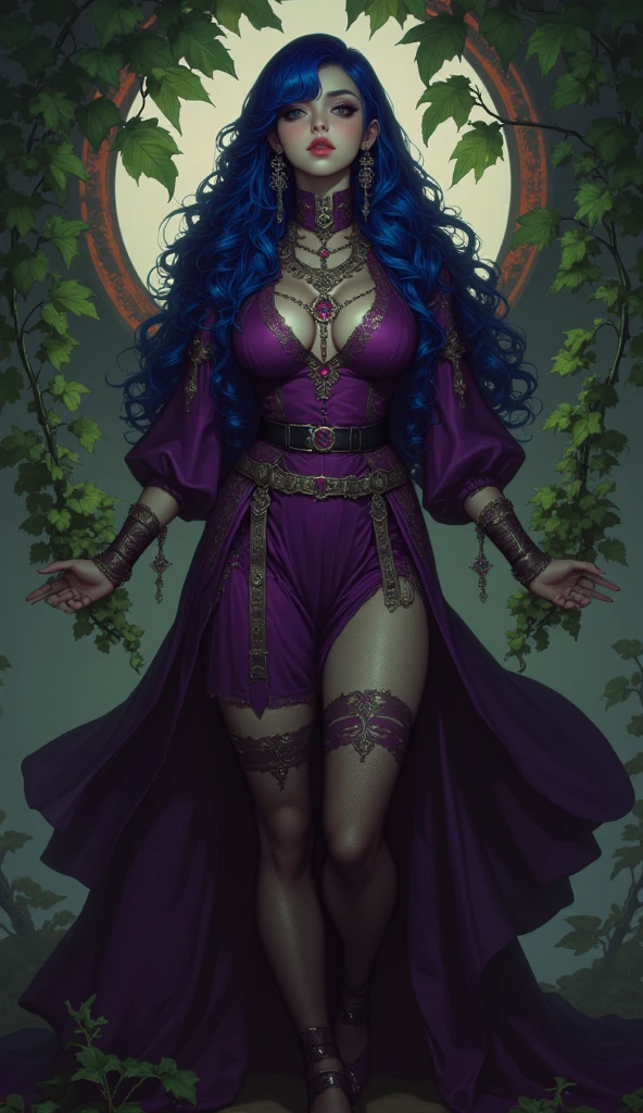 An illustrated movie poster, hand-drawn, full color, an elven maiden, wearing a lacey bra and a lacey thong, tall, toned, amazonian stature, voluptuous hourglass figure, full wide hips, massive round butt, long shapely legs, ridiculously thick powerful thighs, long pointy elf ears, bright lavender eyes, dark hair, shaggy emo bangs, deep sun-tanned skintone,l, posing in a firefly grove at dusk, butt facing towards the camera, graphite shading, stencil marks, airbrushed acrylic paint, masterpiece, in the style of the Lord of the Rings