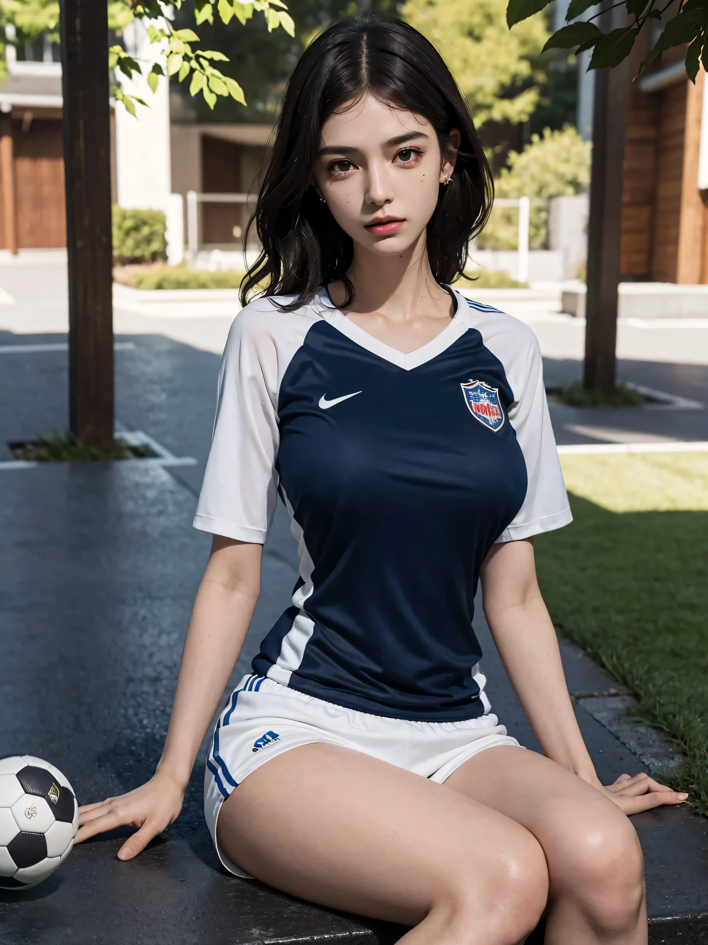 8K, cute, two girls, elementary school students, , young, black hair, ponytail, school track suit, short sleeves, shorts, white high socks, soft smile, (((shiny skin))), medium bust, lying down