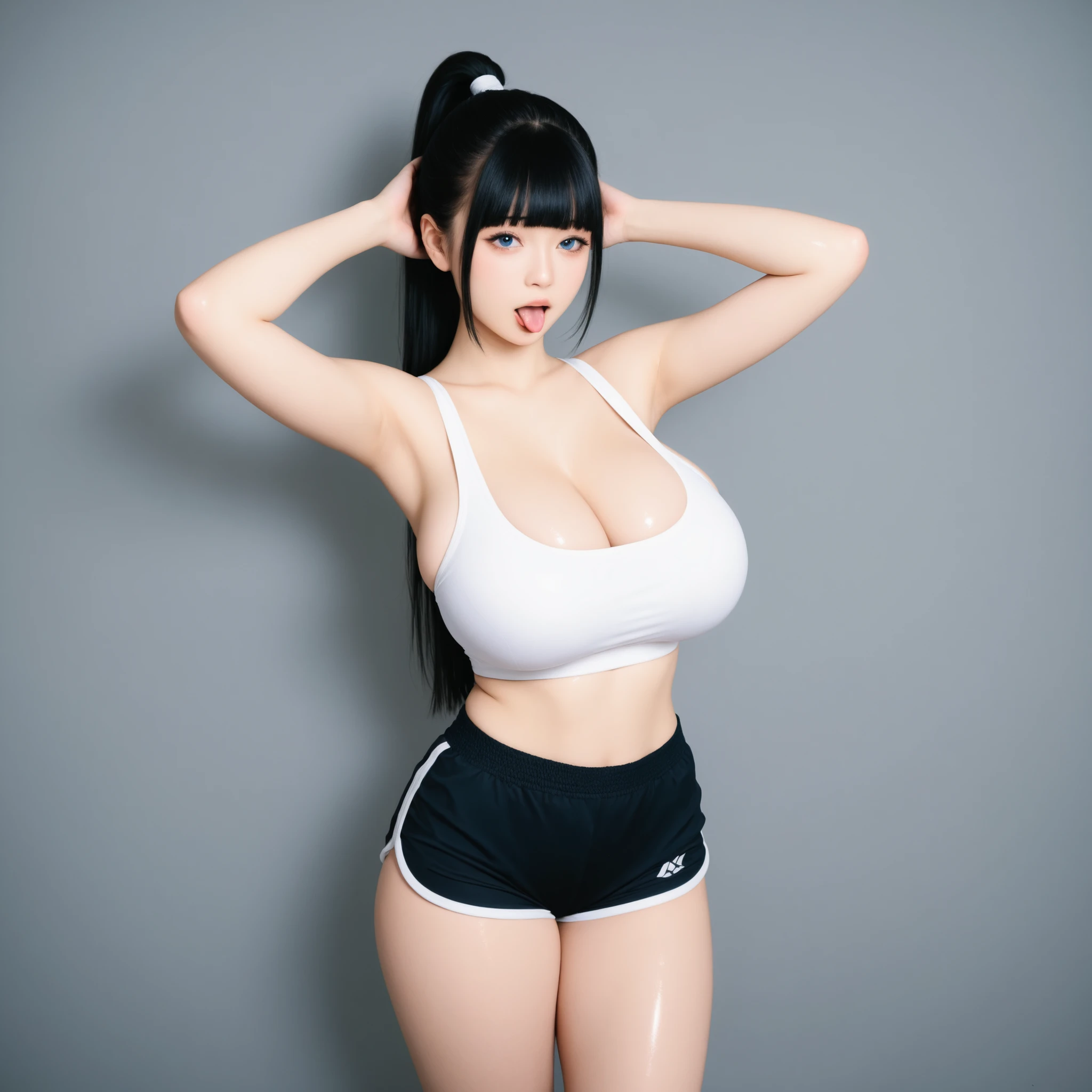 (best quality,ultra-detailed),vector design,sticker design,logo,white outline,simple design,plump body type,tank top,black hair with a vibrant shine,red eyes that reflect a fiery spirit,twintails that cascade down,brushed strokes creating dynamic movement,crisp lines defining each element,a hint of color highlighting the logo,fine details that make the design pop,standing against a clean background that allows the design to take center stage,perfect balance of simplicity and eye-catching appeal,expertly crafted to capture attention and leave a lasting impression.