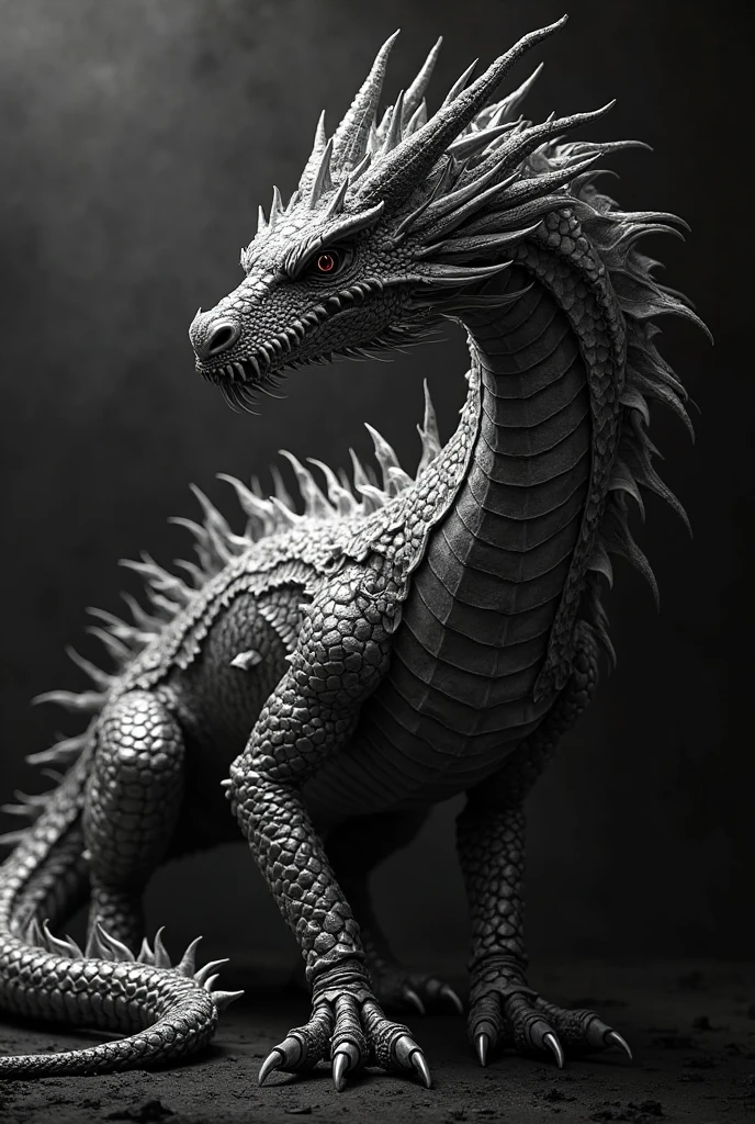 A stylish dragon with black and white color for a clothing brand --auto --s2