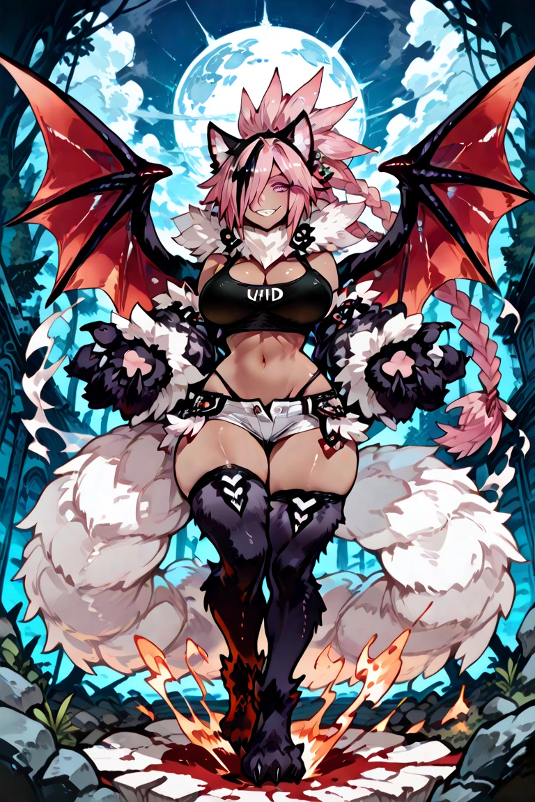 Miku Hatsune, add high definition_detail:1, blue fur,kitsune ears, tribal tattoo add_detail:1, in hell add_detail, barefoot, beautiful legs