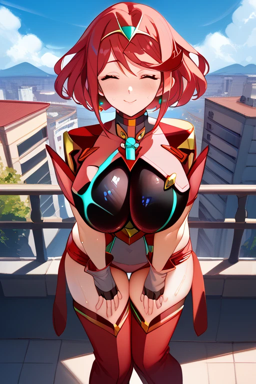 (highres, high quality:1.2), intricate details, cinematic lighting, sharp focus, depth of field,
Ingrid, 1girl, mature female, (dark-skinned female:1.1), dark skin, standing, arms behind head, cowboy shot, looking at viewer, cityscape, night, city light,
determined, smirking,
[pink|red] hair, very long hair, hair intakes, makeup, lipstick, (mole under mouth:0.8), eyelashes, yellow eyes, detailed face,
helloutfit, (turtleneck:1.1), excited nipples, (underboob:1.1), black elbow gloves, (coattails:1.1), revealing clothes, center opening, highleg panties, thigh boots, (multicolored clothes:1.1)
midriff, large breasts, areola slip, (nipple slip:0.8),