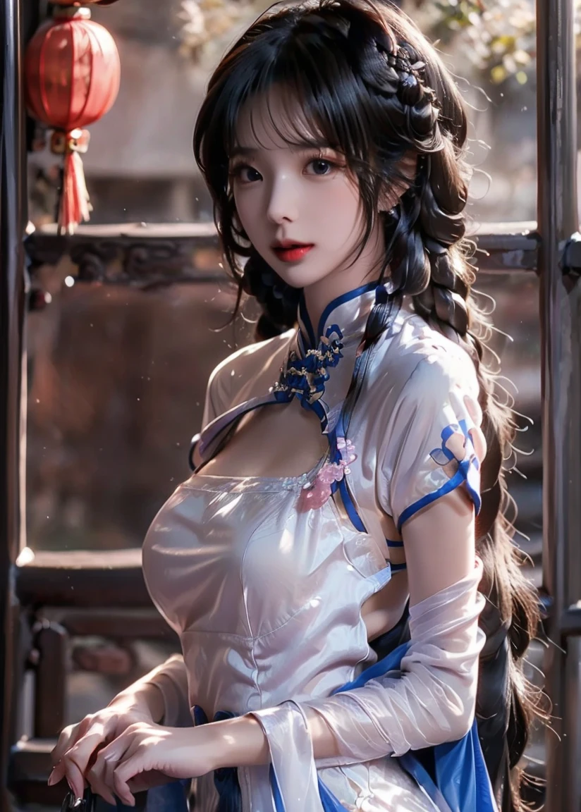 (Full Body View:1.3)、(Side view:1.2)、(Beautiful lips and cheeks:1.4)、(Beautiful courtesan:1.4)、(Smiling with teeth showing:1.3),(Shibuya Gal:1.5)、(Gothic Lolita vibe:1.5)、(White, red, magenta, and blue miniskirt courtesan kimono showing cleavage:1.5)、(New Year:1.4)、(Luxury hair ornaments/hairpin:1.5)、(Short kimono:1.3)、(Make-up like a maiko:1.5)、(Bewitching Woman:1.3)、(Dense kimono:1.4)、(Wearing flashy knee socks:1.2)、(The underwear has an embroidered pattern:1.4)、40 years old、(Dance vigorously:1.3)、((Highest quality、8k、masterpiece:1.3))、1 Female、Slim and beautiful abs:1.3、(hairstyle casual、Beautiful boobs:1.1)、dress:1.1、Super small face、Narrow eyes、double eyelid、A sloppy smile、Esbian all over body、Dynamic Angle、Close-up、CPL Filter、Blurred Background、Bokeh、Blue Hour、Detailed face and skin texture、Detailed eyes、double eyelid,(Twin tails:1.3)、(Black-brown hair:1.3)、Gravure idol、(The background is a gorgeous Meiji-era town:1.3)、(Thin body:1.2),(Thin thighs:1.5),(clavicle:1.1)