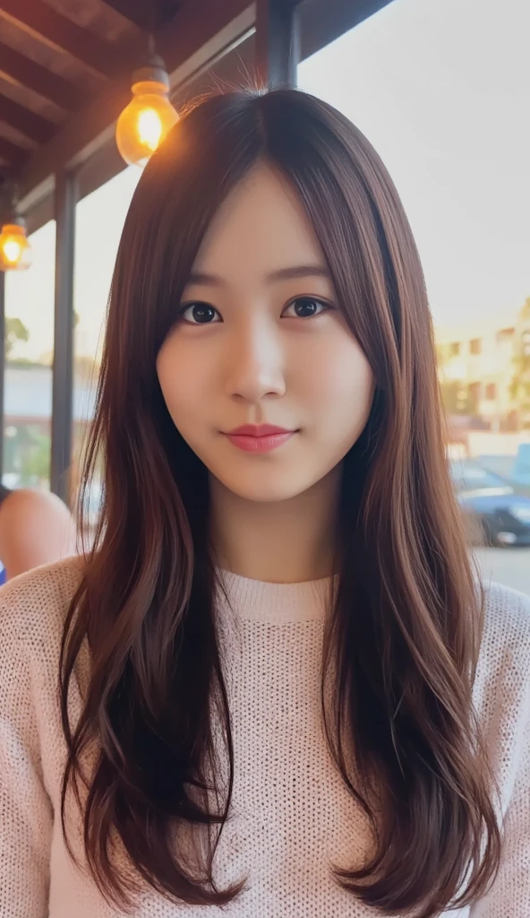 ((highest quality, 8K, masterpiece:1.3)), concentrated:1.2, Perfect body beauty:1.4, Hips:1.2, ((Delicate Hair)), (Colorful lettuce cut mock neck see-through top without bra、 :1.1) , ((highest quality、8K、masterpiece:1.3))、1 Girl、A sloppy smile、Esbian all over、Slim face、Big 、Beautiful woman、(Dark Brown Hair)、Long Hair、1.1、Flickering Valley、Detailed eyes、double eyelid、Blurred Background、超Slim face、Looking down、garden、