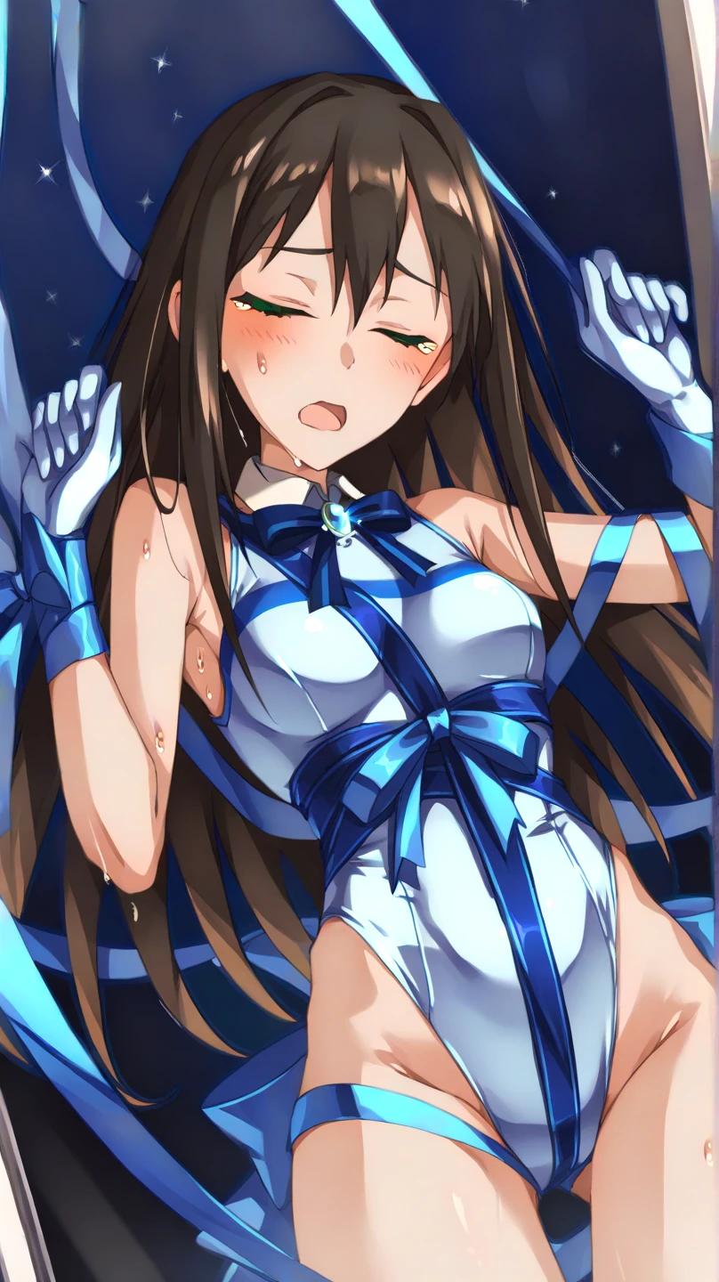 {{masterpiece}}, The best quality of life, 、Dark brown long hair down to the waist、Anime Girls with brown long hair, Cute female anime visuals,Anime full body illustration, Anime Moe Art Style, Anime characters, (Anime Girls)、(Green Eyes）、Expressionless adult woman、Small Necklace、((White background))、Black two-piece swimsuit、Grey shorts、A light jacket