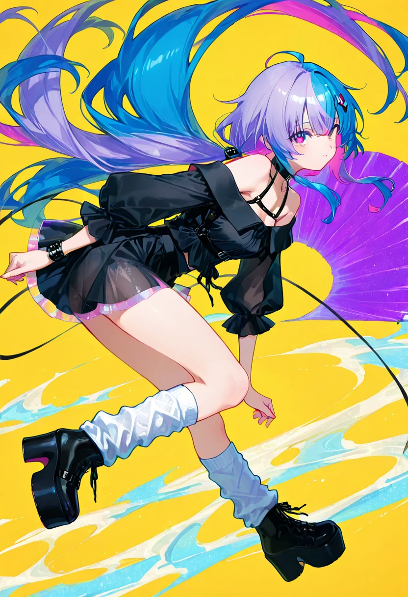 Purple Hair,short bob cut hair,Adult female,(suit),White Y-shirt,((Rolling up his sleeves)),(corset),(Black tight skirt),(High heels),Heels are visible,((Simple white background)),smile,((whole body)),((full body)),