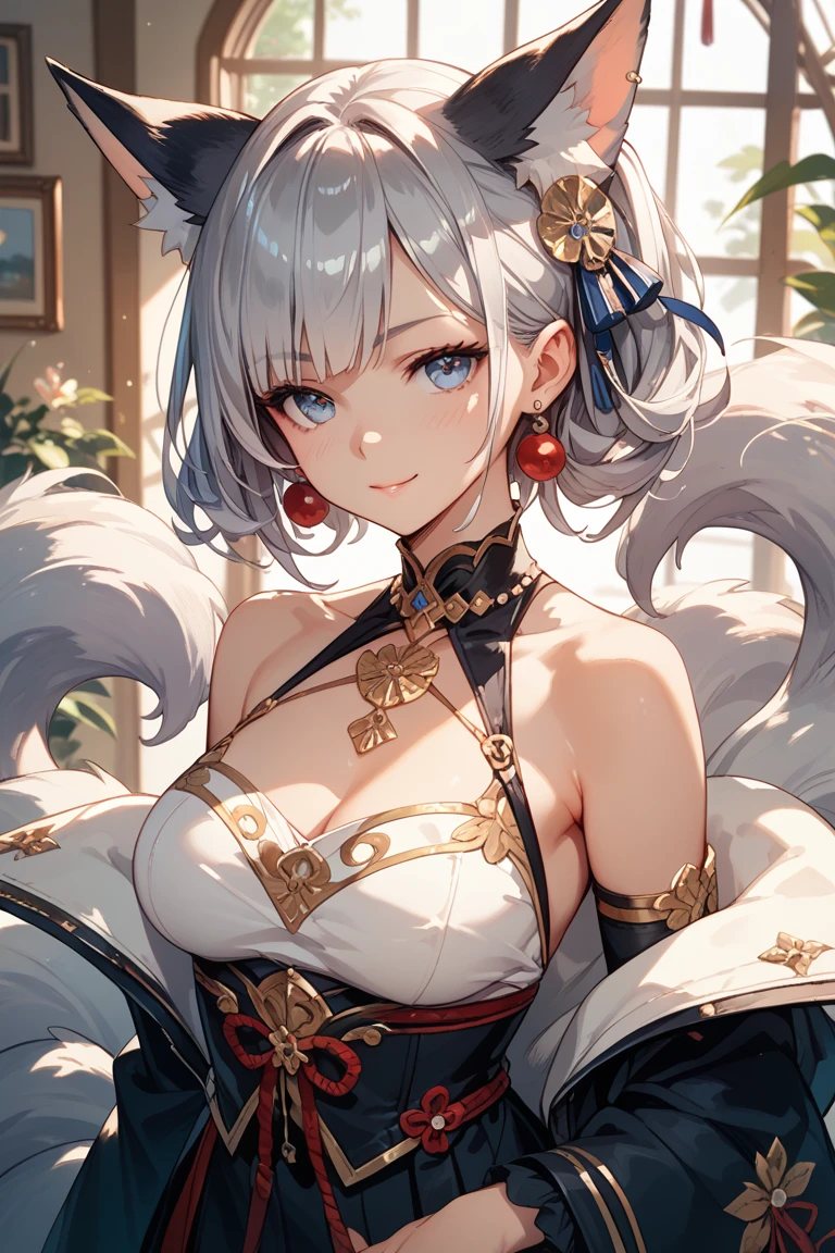 ((Best quality)), ((masterpiece)), (detailed), best quality,8K,original photo,This is a perfect face,Fox-eared maiden,touch fox,Castle Background, Liveliness. Carefree happy joy bokeh background. Quiet aesthetics. Soft lighting. Artistic Lighting. wearing glasses