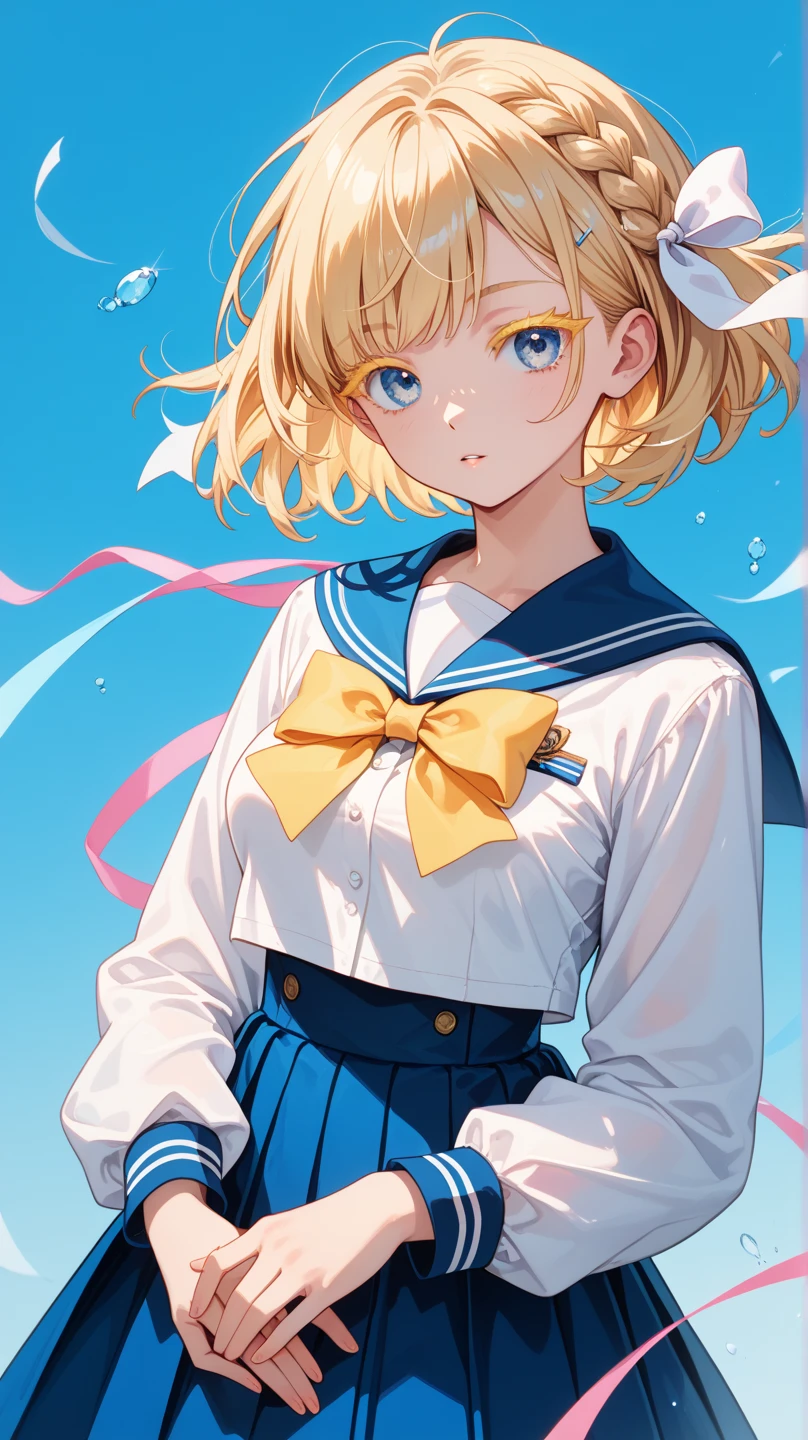 score_9,score_8_up,score_7_up,source_アニメ,close up, 1 girl, sailor, Tsukino Usagi, (sailor chiseki uniform:1.2), (Aqua eyes:0.9), Blonde hair, Medium Length Hair, Wedge Skirt, best quality, earrings, masterpiece, high resolution, Intricate details, (Practical)), photography, (White elbow gloves:1.1), Jewelry, Medium breasts, whole body, Dynamic Background, Dynamic poses, White