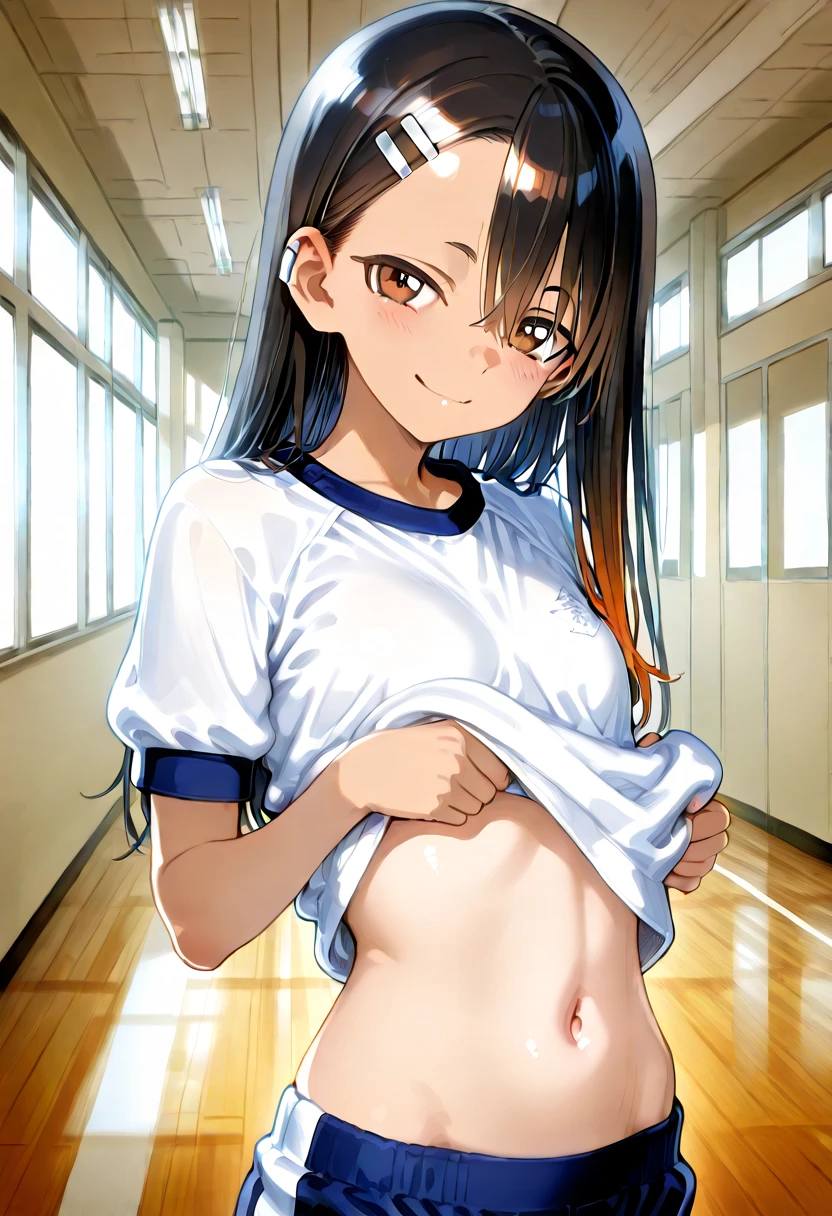 , tt_flat, milking machine, topless, topless, topless, Small breasts, Small breasts, Small breasts, amanogawaki, yellow hairband, , long sleeves, bowtie, white skirt, blue thighhighs, mary janes, Milking equipment, breast rub, Half-taken off school swimsuit, Nipples are visible through the bra, Nipples are visible through the bra, Nipples are visible through the bra, Large nipples, high quality, high detail, beautiful, high resolution, 8K, Super detailed, Anime-like,, Show me your armpits,Put your arms over your head,