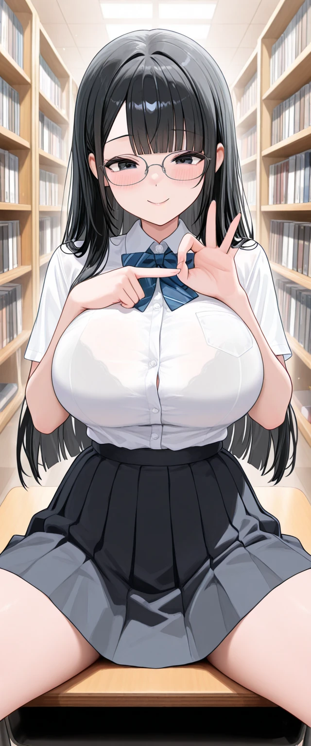 (Big Breasts,Cleavage:1.7),Anna Yamada,gigantic breasts,smile、(naked:1.9)、(Are standing)、(in library room)、Bookshelf、(Wearing a collar:1.5)、Earrings、Earrings、bracelet,(Delicate facial features:1.5)、(masterpiece, Highest quality, High resolution, Super detailed, 8K, 4K),(Making a peace sign:1.9),ponytail,(Beautiful Face:1.5),Is ejaculating、Sweat,navel piercing,(Steam coming out of the sides:1.5),(nsfw:1.5),Absurd、Highest quality, (Volupture:1.5)、Open your mouth、((Upper body close-up))