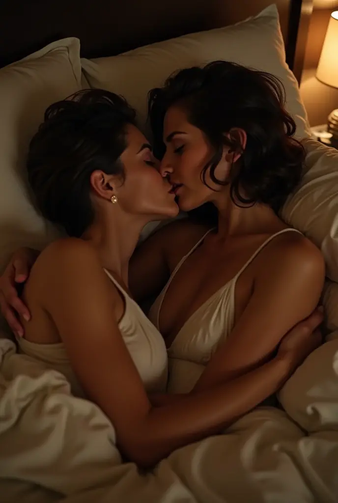Uhd, 4k , ((Hyper-Realistic)) (fullbody:1.3) mom and son_focus, dynamic_angle, A film still of mother and son hugh and kissing while laying on the bed, 40 yo mother, The mother, a beautiful bobcut brunette,, 15 yo teen son, mom wear white bikini, son naked,, bedroom scene, mom and son in one scene, mother and son capture in one frame, son in the top of mother,voyeur pov,Sexy Toon