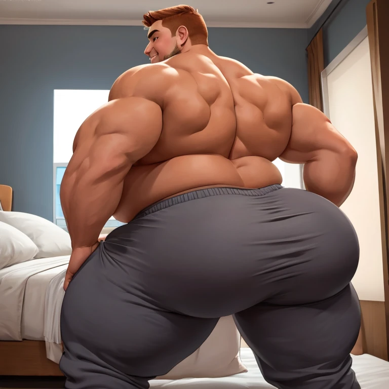 (highest quality:1.5), (masterpiece:1.5), solo, (simple dark background:1.2), hot guy, (huge body:1.5), macho, (fat:1.3), Completely naked, on the white bed, having sex, crawl on all fours, erect penis, Are standing, (close-up body:1.1), (shoot from side:1.3)