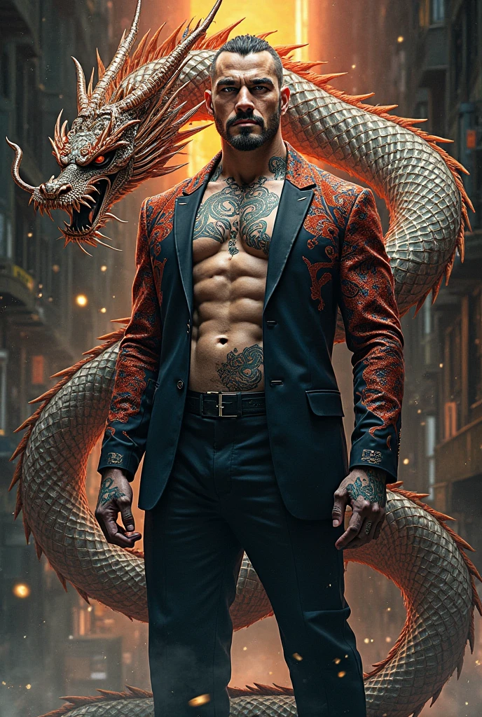 2 dragon tattoo on chest