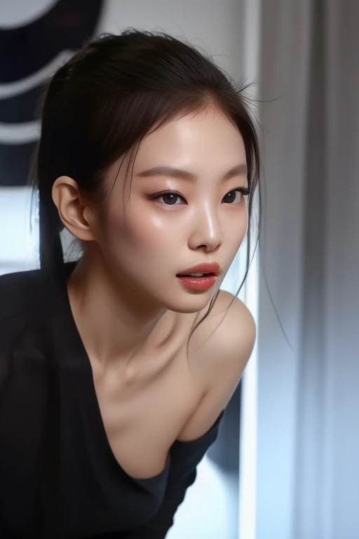 best quality, masterpiece, ultra high res, (film grain:1.4),digital photography, bangs,cinematic lighting,(Fujicolor:1.2) Portraits,
close-ups of faces,Clear pore,1girl, looking at viewer,blue background (photorealistic:1.2)