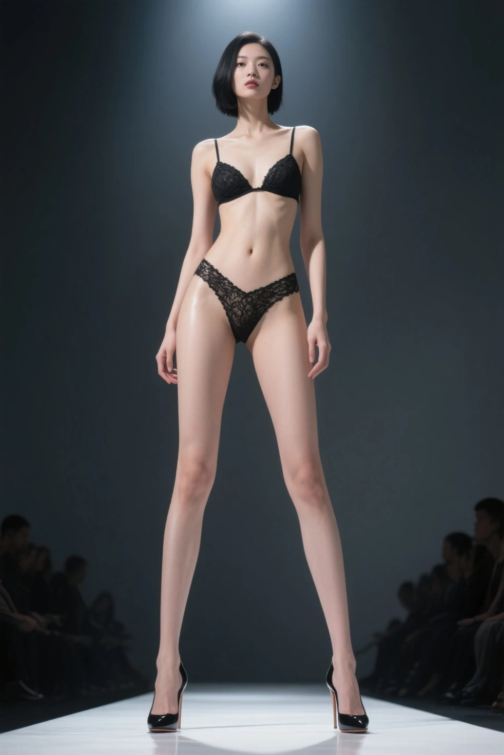 ((tmasterpiece:1.4)、(top-quality:1.4)、(reallistic:1.7))、masuter piece:1.4 ,Deserted squares,The ground is dirty,Abandoned hospitals,with fair skin,Beautiful 19 year old Korean girl, light-blonde hair , Black see-through sexy lingerie exposed ,Black sexy panties retreat to the crotch, body very wet, The legs are slender and slender, The barefoot, She sweats a lot, Sweat a lot on the ground , Sweat was on her ,she is soaking wet(sweat leggs),Hair and clothes were wet, The body of the character/wear cap/leges/The feet are in the lens , Random standing posture